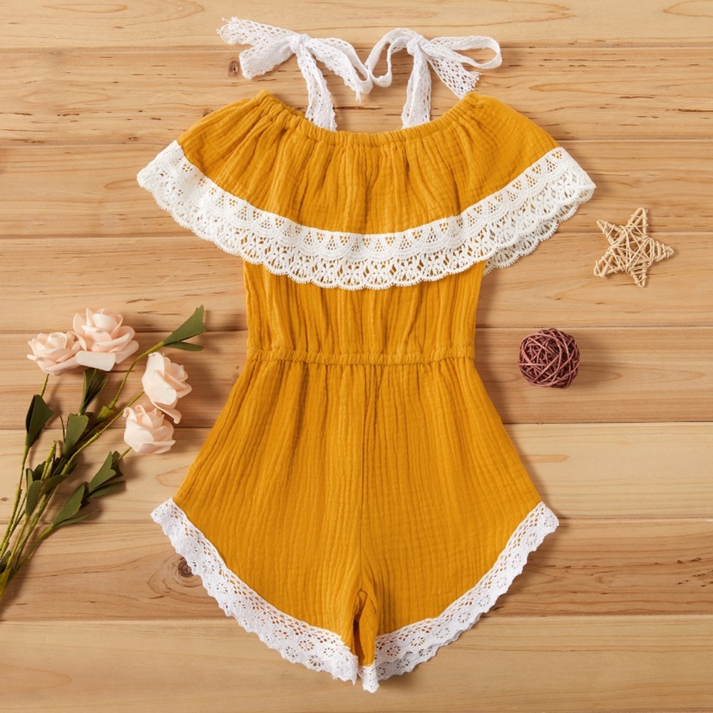 ⭐️ SOLD ⭐️ NWT🎉 Toddler lace decor solid jumpsuit - Picture 1 of 5